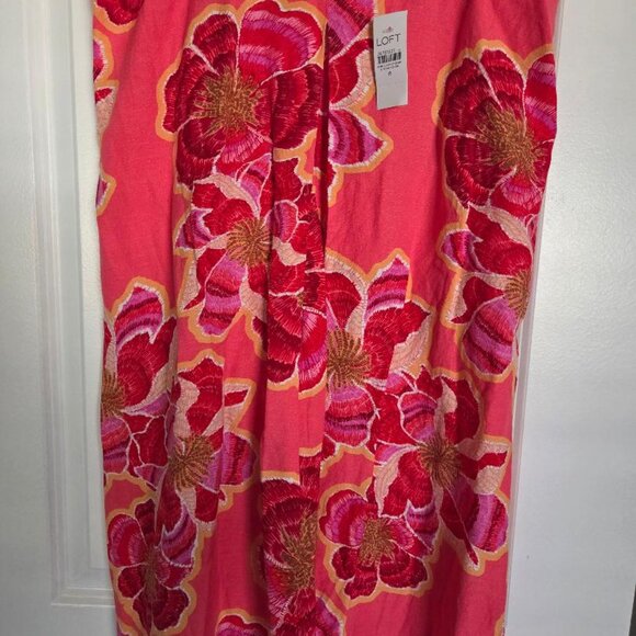 LOFT Textured Floral Linen Blend Strappy Maxi Dress - Picture 4 of 5